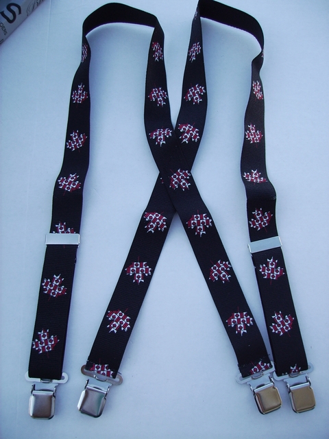 CANADA 1 1/2"X48" Suspenders with 4 strong 1"x 1" Grips and 2 Length Adjusters in the front, all in Stainless Steel. Entirely Stretchable Hand Washable and Hang to Dry Cotton/Polyester Material.           UB220N48CN#2