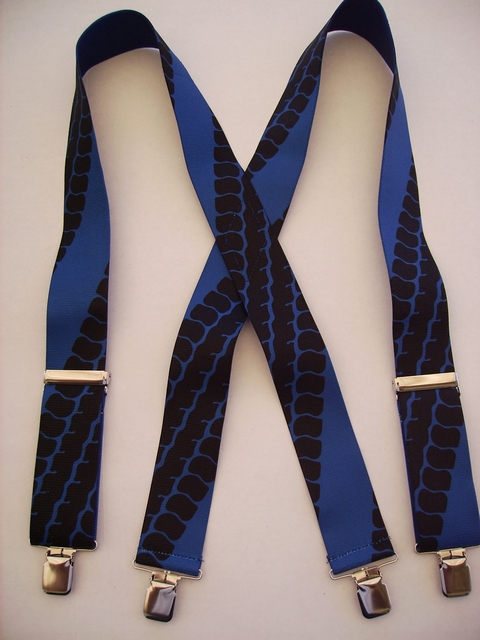 TIRE TREAD ROYAL BLUE 2"X48" Suspenders with 4 strong 1"x 1" Grips and 2 Length Adjusters in the front, all in NICKEL FINISH. Entirely Stretchable Cotton/Polyester Material. UA220N48TTRO