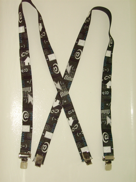 INTERNET ON BLACK BACKGROUND 1 1/2"x 48" Suspenders with 4 strong 1"x 1" Grips and 2 Length Adjusters in the front, all in NICKEL FINISH. UB220N48INBK