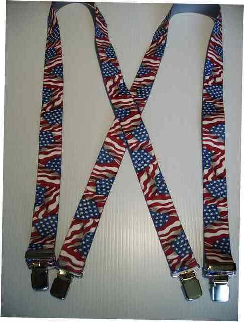 Mans Ladies Chilrens Suspenders on Sale. 1 1/2" & 2" U.S. Flag, Army, Navy, Marines, Airforce, Seals, Prisoner of