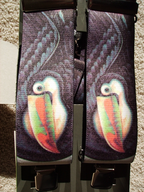 WILDLIFE TOUCAN 1 1/2"X48" Suspenders with 4 strong 1"x 1" Grips and 2 Length Adjusters in the front, all in Stainless Steel FINISH. Entirely Stretchable Hand Washable and Hang to Dry Cotton/Polyester Material. UB220N48WLTC