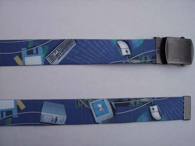 PC COMPONENTS WITH NAVY BLUE - High Quality U.S. Made Cotton/Polyester Non-Stretching Material with Solid Belt Buckle. These will fit all size waists from 8" up to 48" by un-clamping Buckle and cutting off extra material on non-metal end. Then just re-clamp Material. BELT-UA220N48PCNA