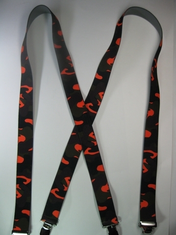 CAMOUFLAGE 1 1/2" X 48" SUSPENDERS With 2 Strong Chrome Adjusters And 4 Grips. UB220N48ORKA