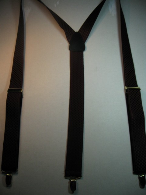 1 1/2" wide. "Y" Style. Assorted SIZES from 5' 1" to 7' 4" Height. (42" to 60" long Straps) Deluxe Suspenders-Cotton/Polyester Hand Washable-Hang To Dry Material. With 3 Strong GOLD Grips with Nylon Teeth and 2 GOLD Length Adjusters. CHECKERED PATTERN BURGANDY. Y-CHE76B-BURG
