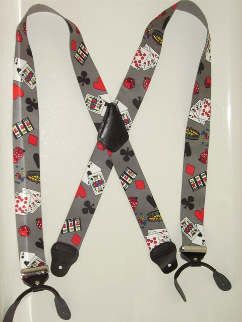 BUTTON-ON CASINO Suspenders 1 1/2 inches wide and 48 inches long UB120N48CASI