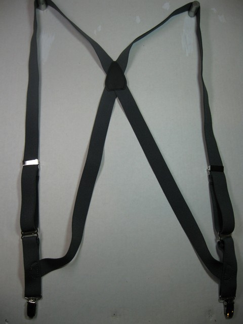 1" Wide SIDE GRIP Suspenders. Assorted SIZES for Toddlers to 7' 1" Tall. LIGHT DUTY FOR DRESSUP OR CASUAL WEAR. All Straps are stretchable Cotton/Polyester Hand Washable-Hang to Dry Material Has 2 CHROME Adjusters in front. With 2 Strong CHROME 1/2" x 1" GRIPS with Nylon Teeth.           PCS60N-D2B