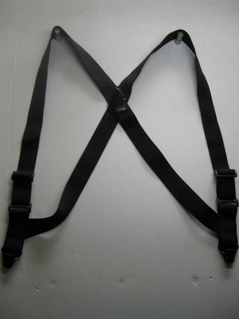 SIDE GRIP 1 1/2" wide. Asstd. SIZES to fit 4' 8" to 6' 7" People. Fully Stretchable Cotton/Polyester Material with Two Strong Gripping Plastic Adjusters with Two Plastic Bracket Clips 1 1/2" x 5/8" wide End and 1/2" thick with Strong Gripping Gripping Power. Wearing these Suspenders allows passage through Metal Detectors without Beeping or Buzzing.          PBS80N-E1C